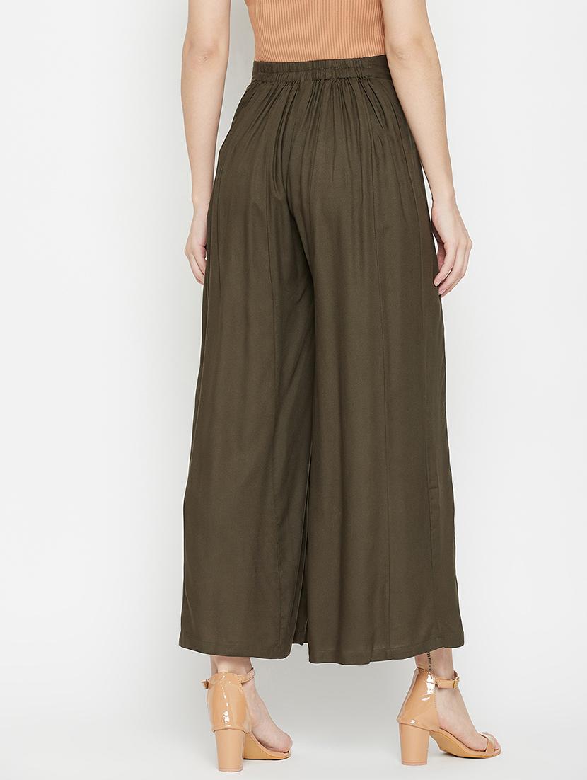 mid rise solid flared palazzo - 18381801 - Standard Image - 3