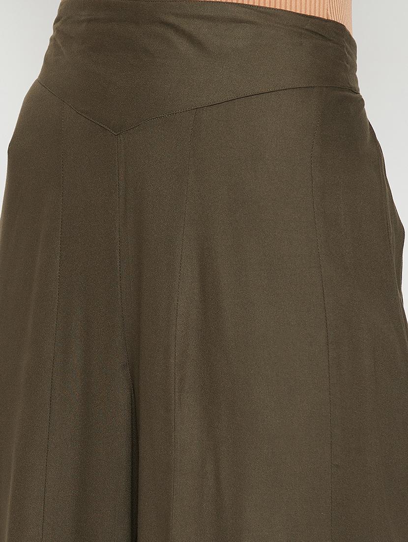 mid rise solid flared palazzo - 18381801 - Standard Image - 5