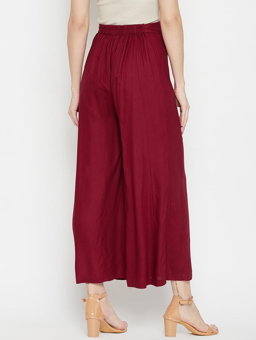 mid rise solid flared palazzo - 18381802 - Standard Image - 3
