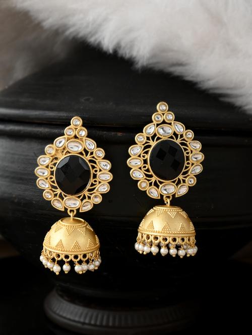 gold brass jhumka earring - 18381818 - Standard Image - 0