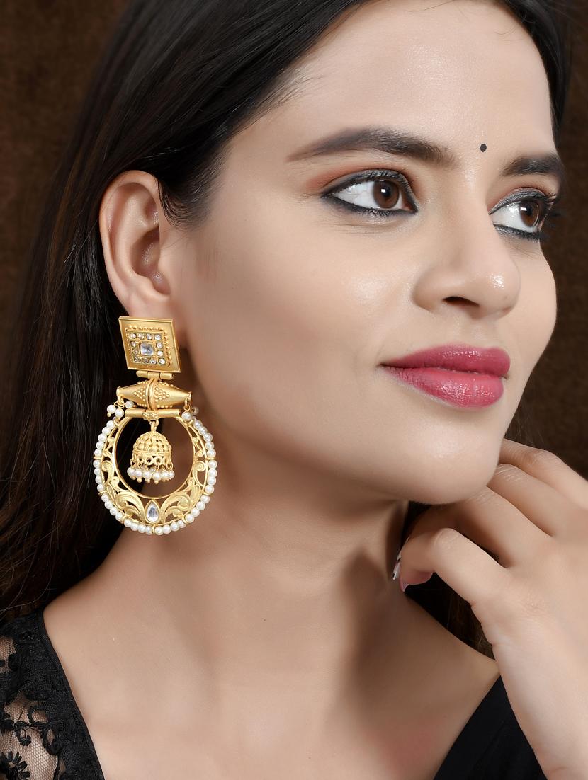 gold brass drop earring - 18381835 - Standard Image - 3