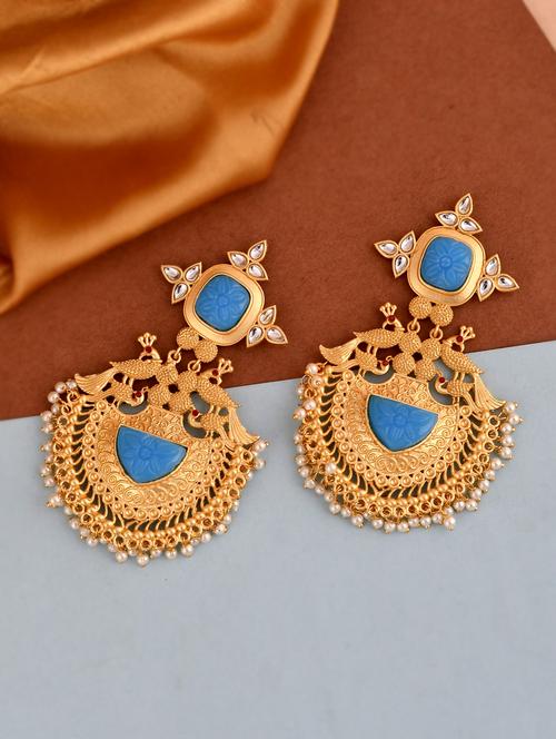 blue brass drop earring - 18381837 - Standard Image - 0