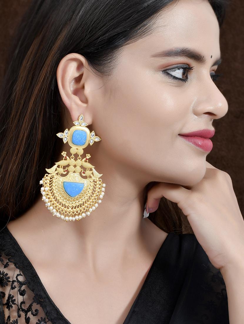 blue brass drop earring - 18381837 - Standard Image - 3