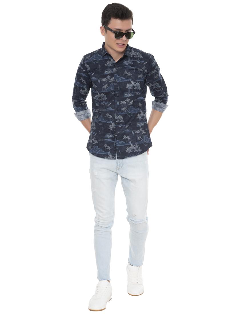 blue printed casual shirt - 18382371 - Standard Image - 3