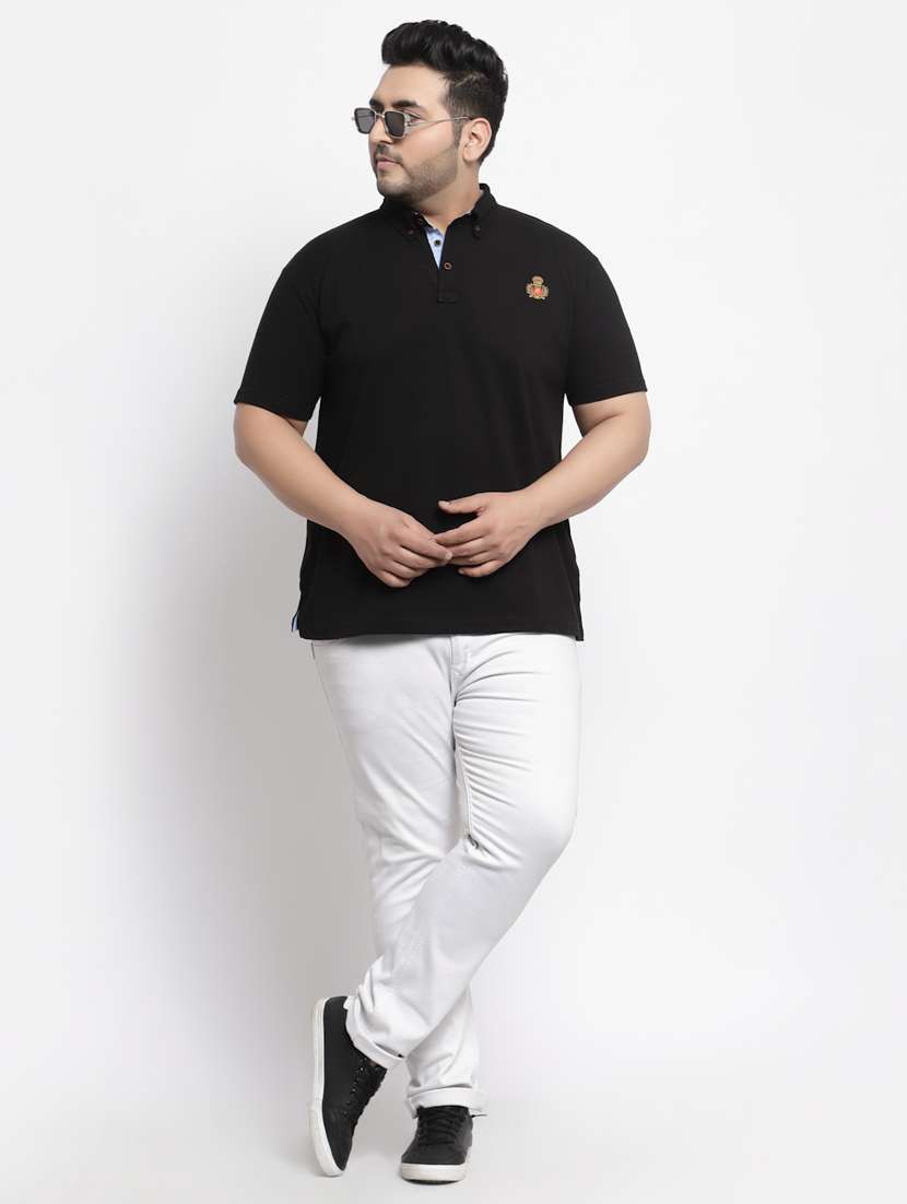 black solid polo plus-size t-shirt - 18382523 -  Standard Image - 3