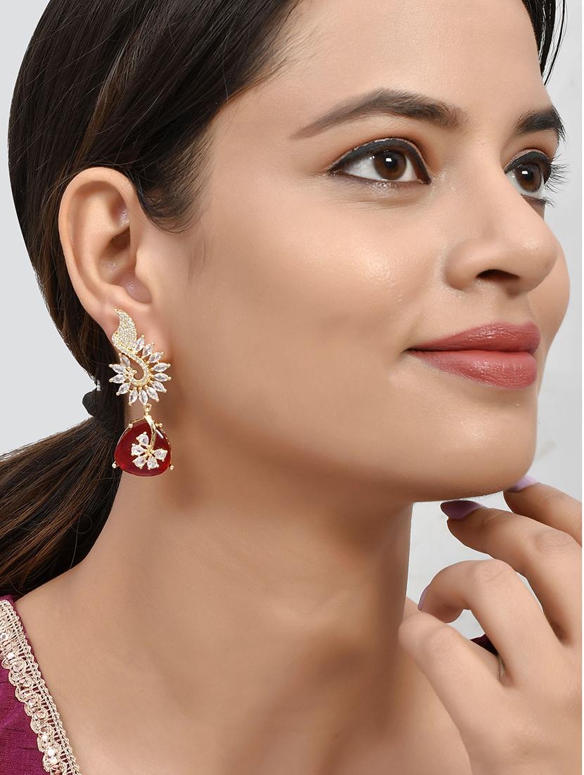 gold brass drop earring - 18382588 - Standard Image - 3