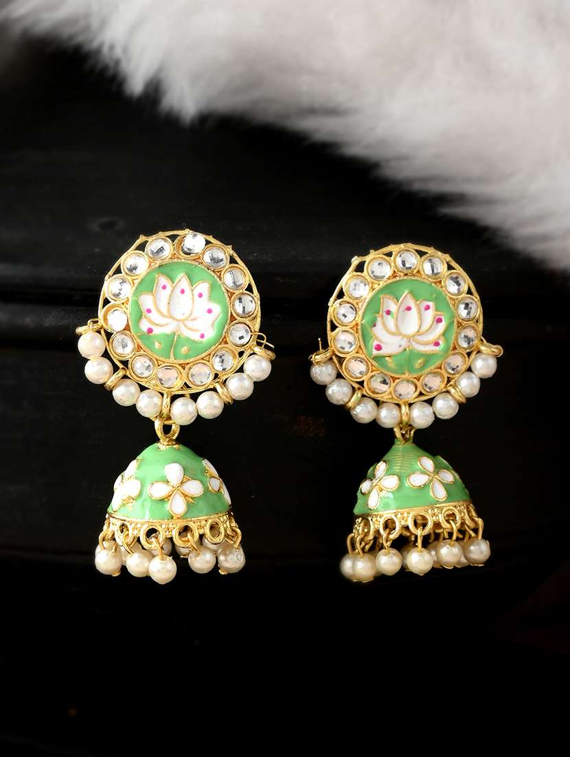 green brass drop earring - 18382591 -  Zoom Image - 0