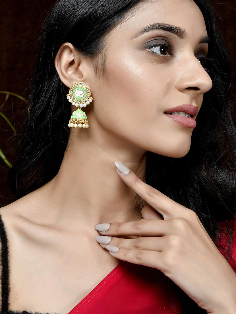 green brass drop earring - 18382591 -  Standard Image - 3