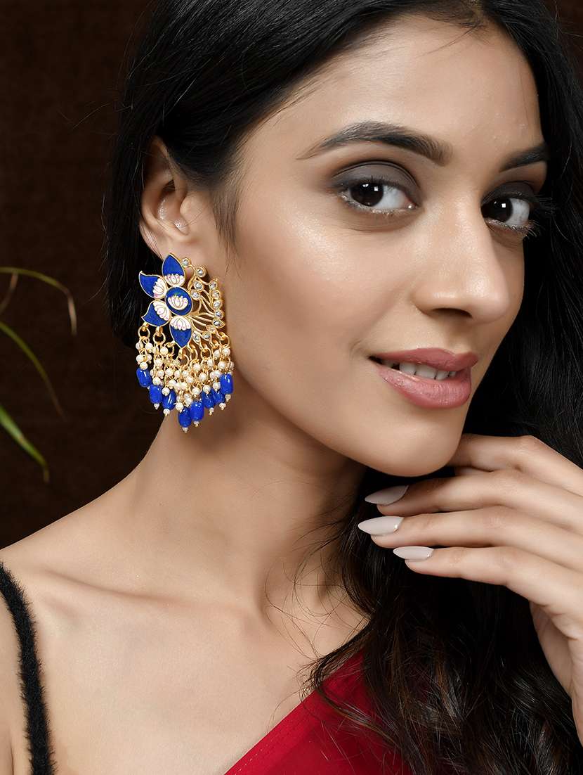 blue brass drop earring - 18382594 - Standard Image - 3