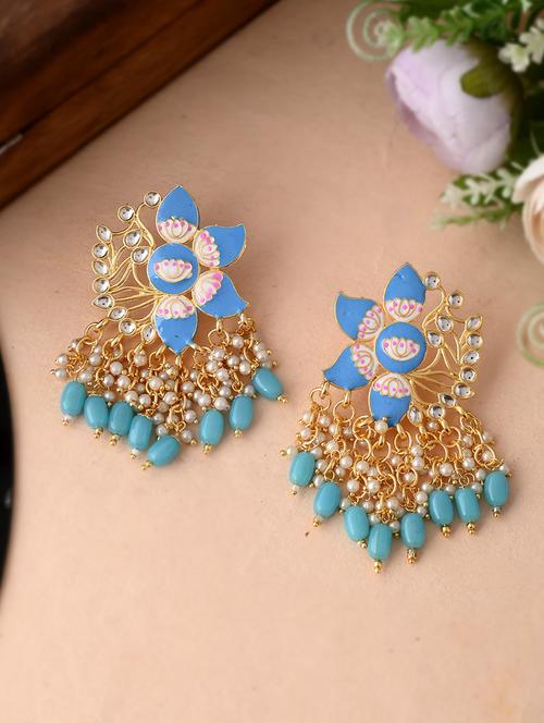 blue brass drop earring - 18382607 -  Standard Image - 0