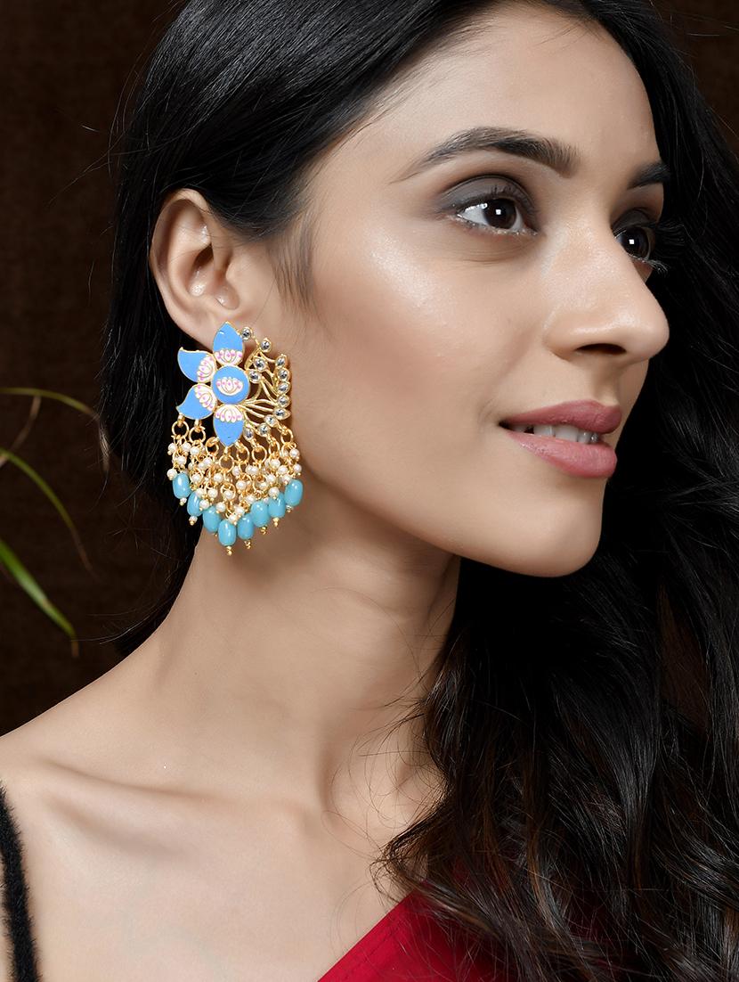 blue brass drop earring - 18382607 - Standard Image - 3