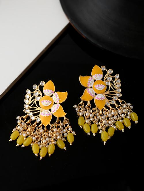 yellow brass drop earring - 18382614 - Standard Image - 0