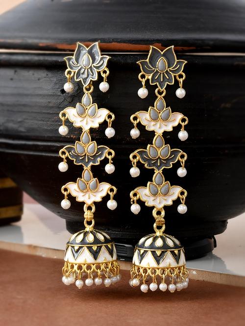 grey brass jhumka earring - 18382684 -  Standard Image - 0