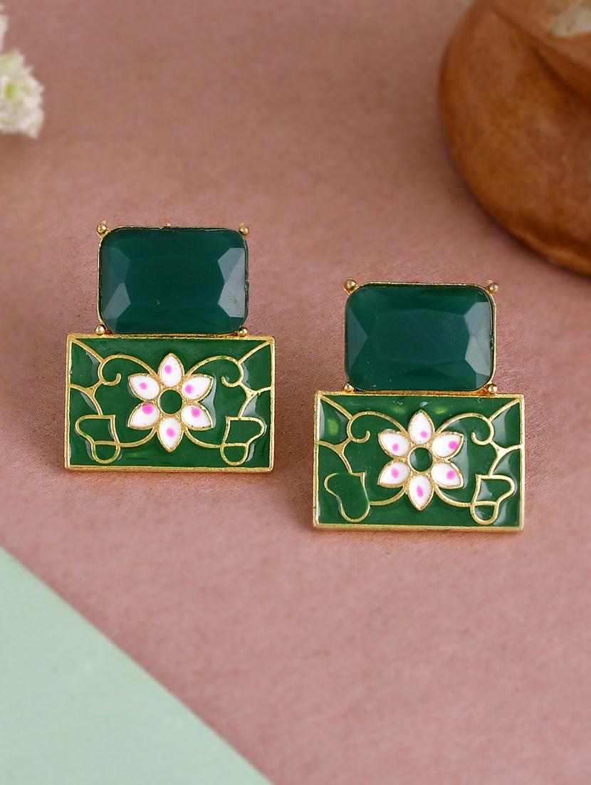 gold brass studs earring - 18382696 -  Zoom Image - 0