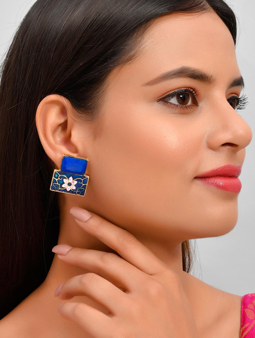 blue copper studs earring - 18382707 - Standard Image - 3