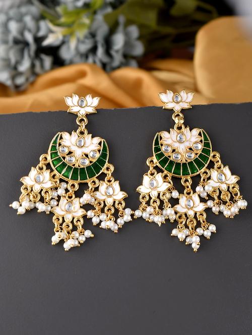 green brass chandballi earring - 18382709 - Standard Image - 0