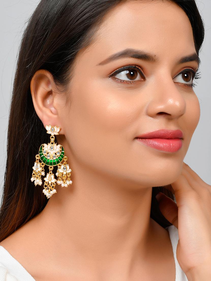 green brass chandballi earring - 18382709 - Standard Image - 3