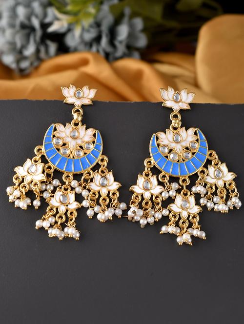 blue brass chandballi earring - 18382710 - Standard Image - 0