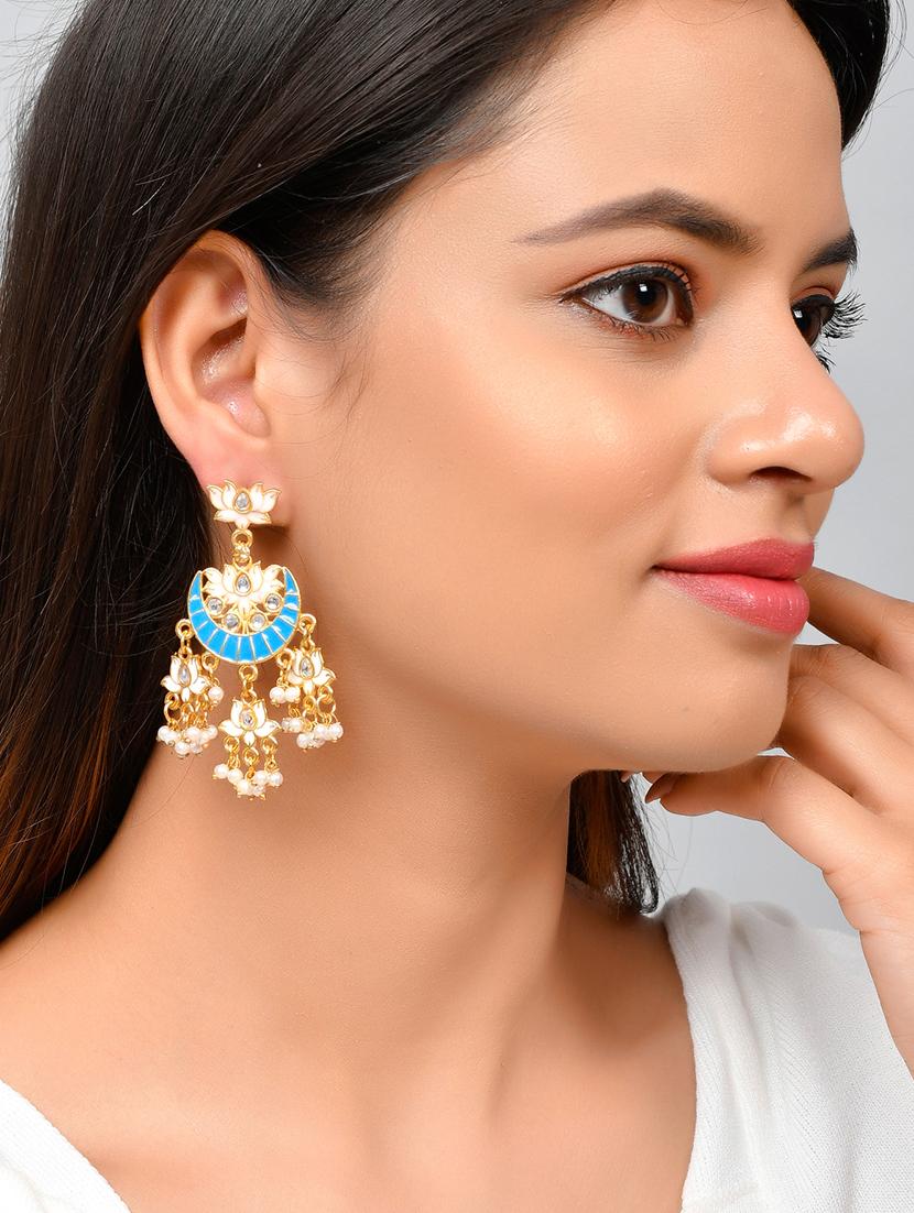 blue brass chandballi earring - 18382710 - Standard Image - 3