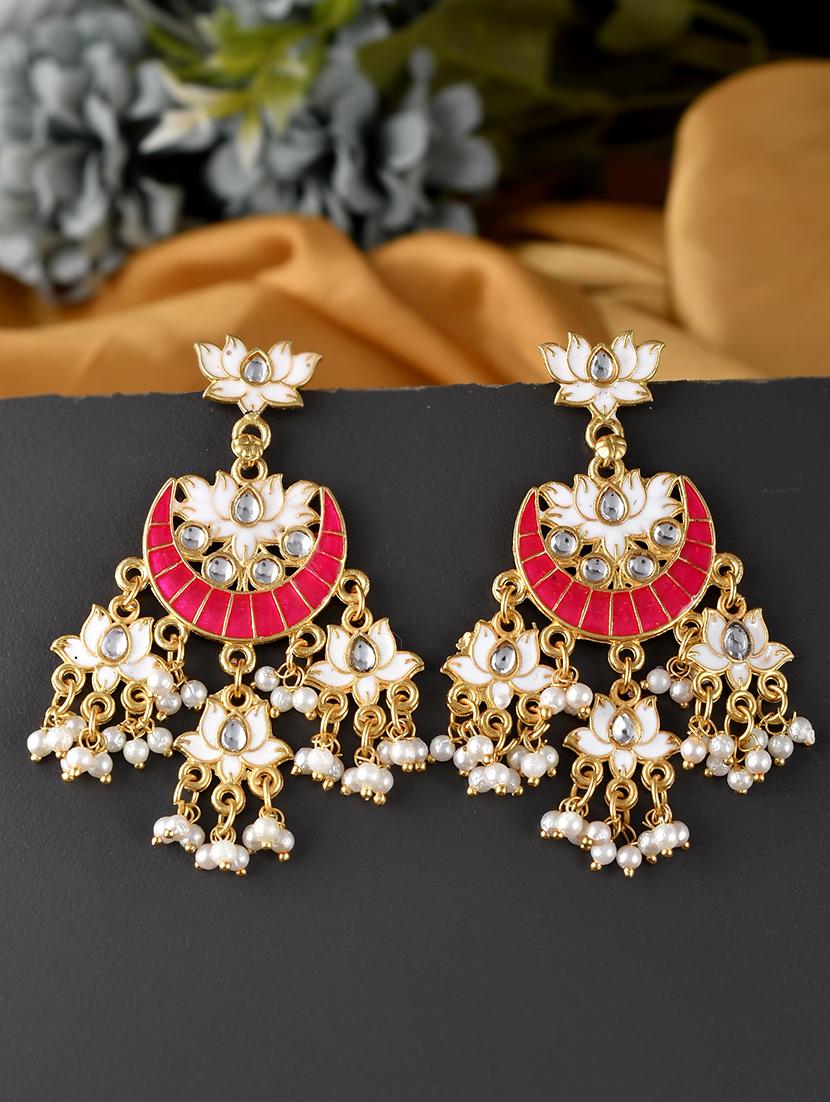 white brass chandballi earring - 18382711 -  Zoom Image - 0