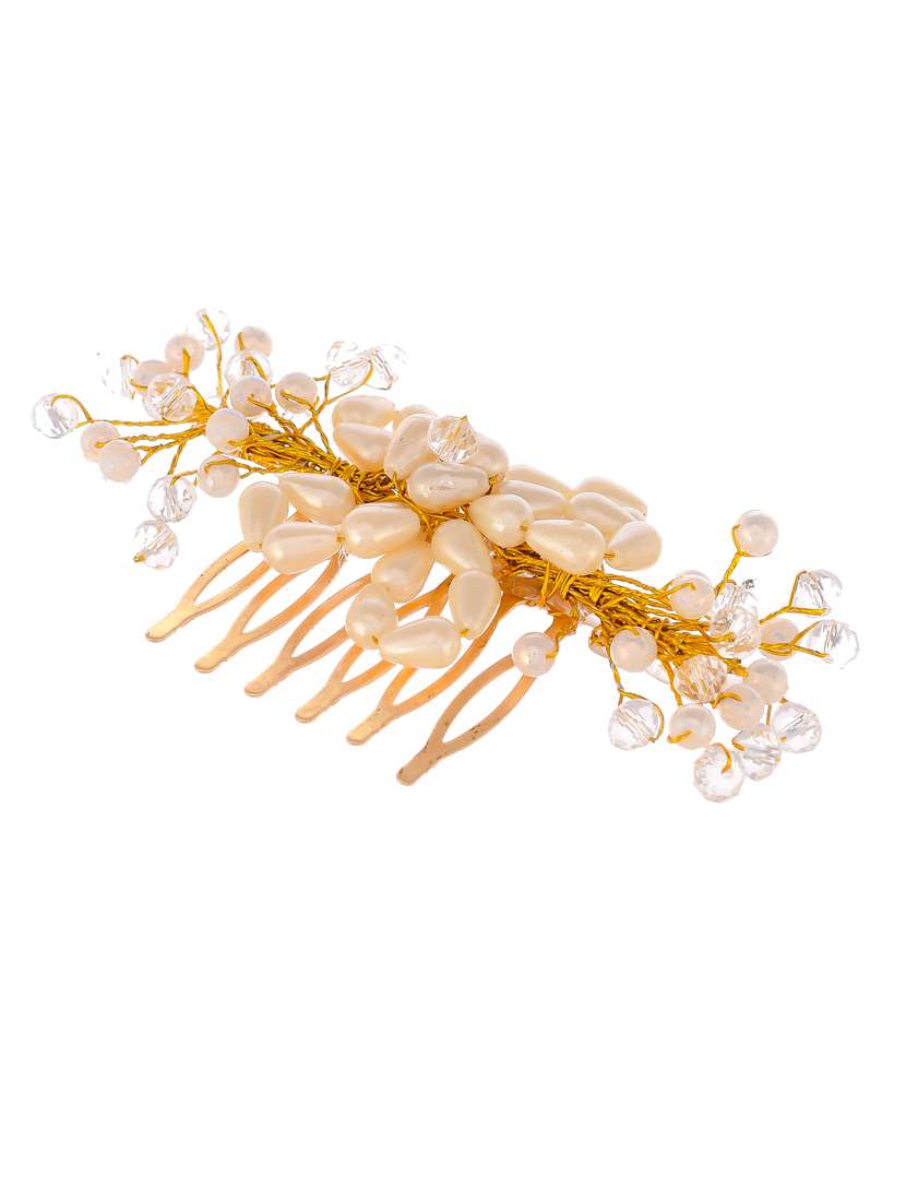 orange & gold toned embellished hair comb pin - 18382867 - Standard Image - 3