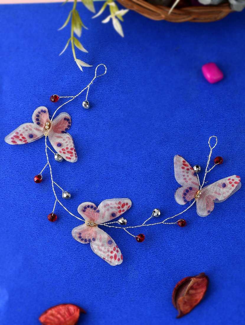 white & pink embellished butterfly hair tiara - 18382885 -  Zoom Image - 0