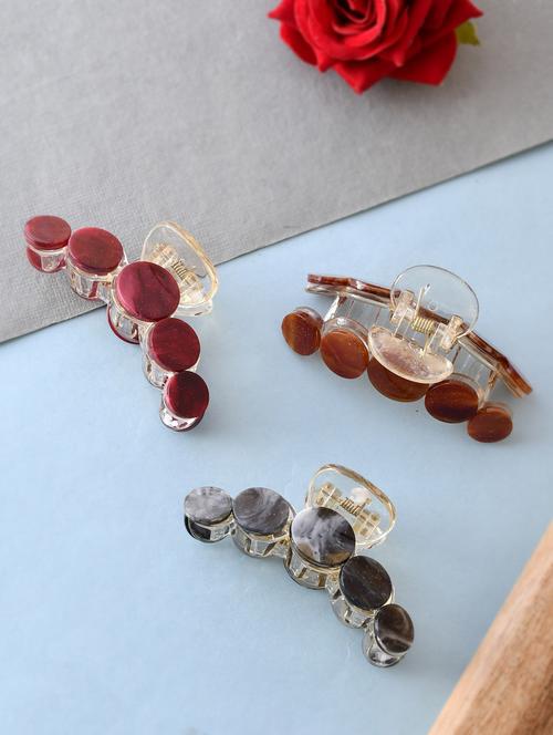 red & brown set of 3 claw clips - 18382983 - Standard Image - 0