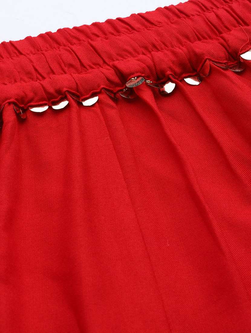 red rayon flared palazzo - 18383053 -  Standard Image - 5