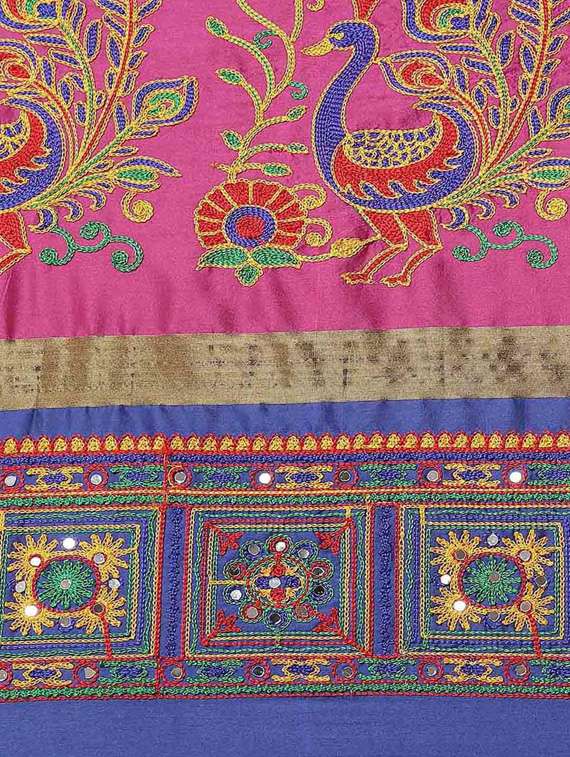 pink cotton silk embroidered saree with blouse - 18383498 - Standard Image - 3