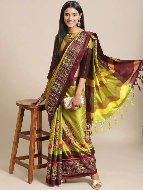 women's self design yellow colored saree with blouse - 18383507 -  Zoom Image - 0
