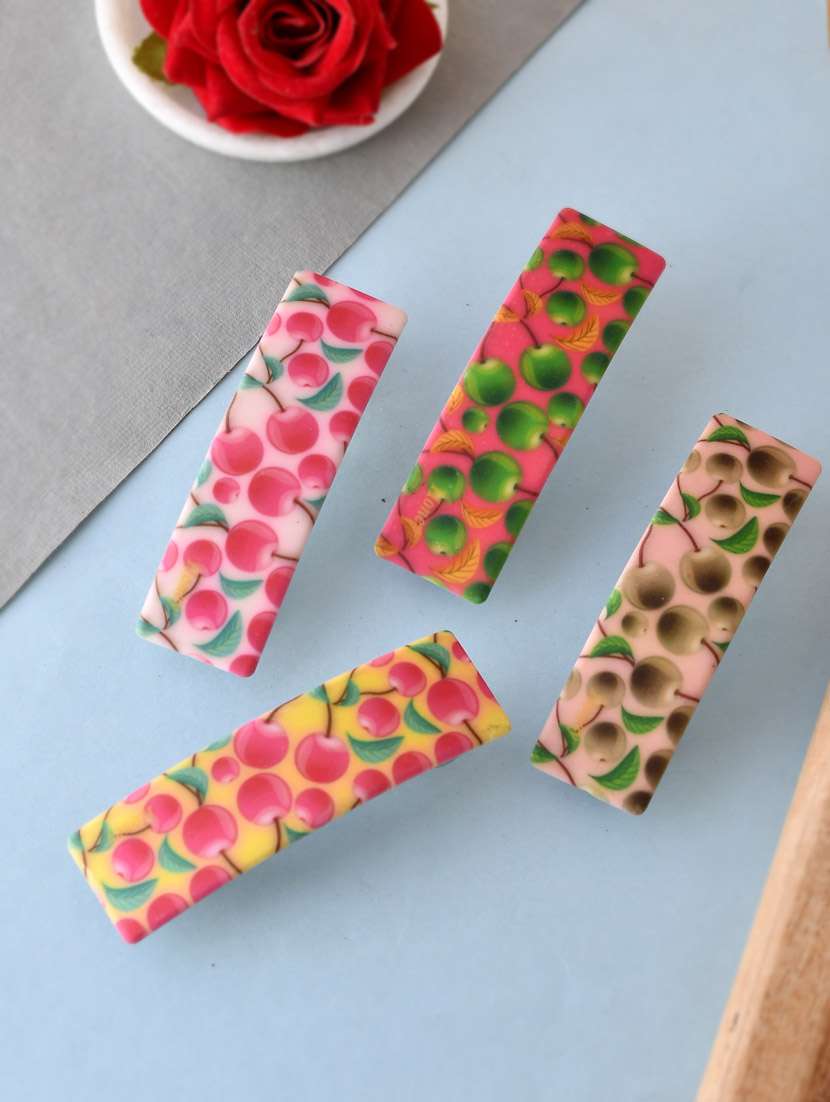 women set of 4 multi colored printed french barette - 18383518 -  Zoom Image - 0