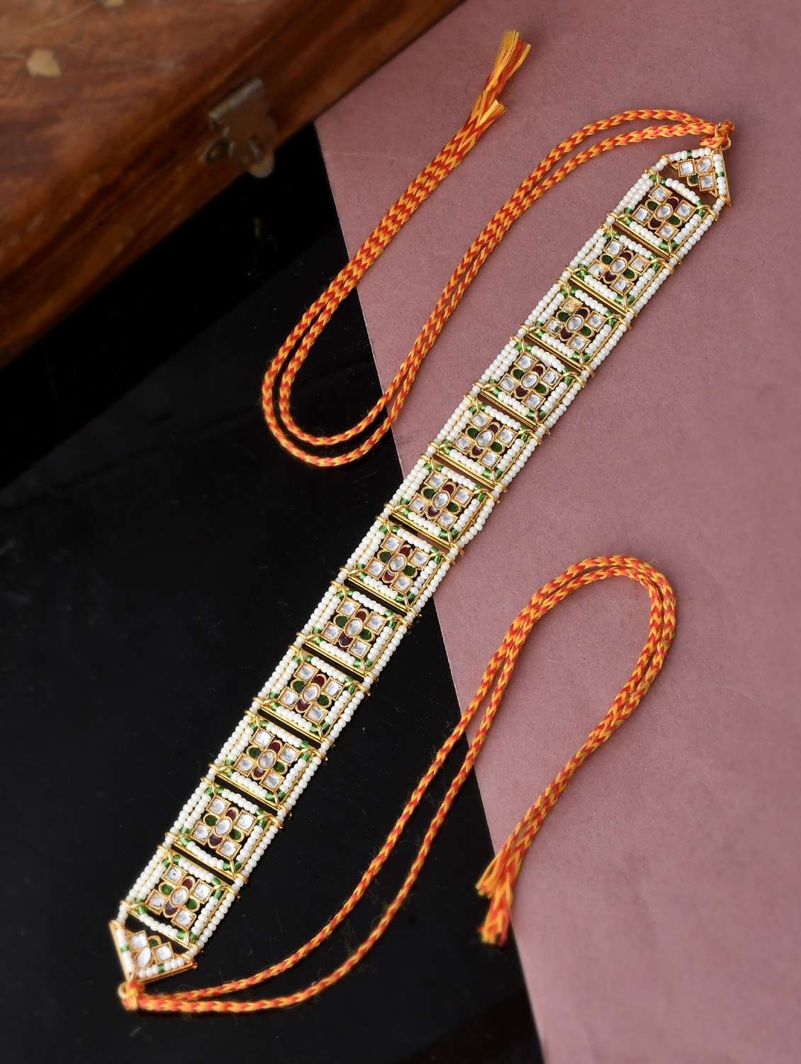 gold plated artificial stone studded headchain - 18384106 -  Zoom Image - 0