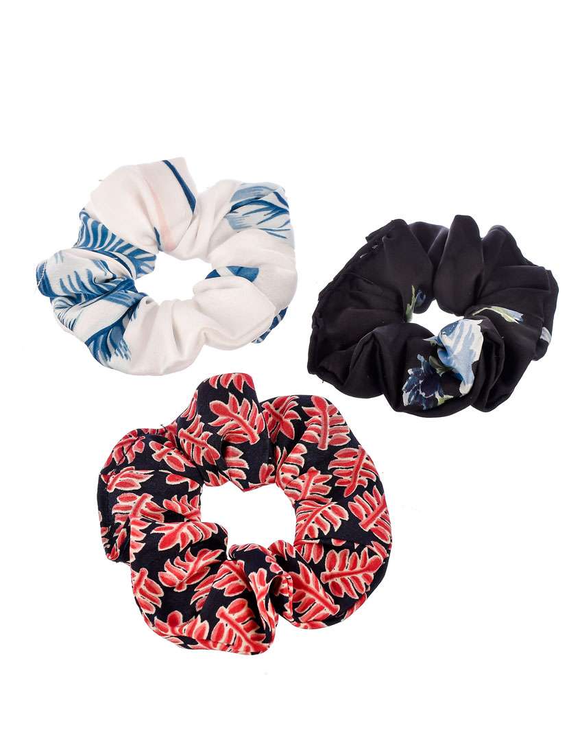 Set Of 6 Multi Colored Printed Ponytail Holders
