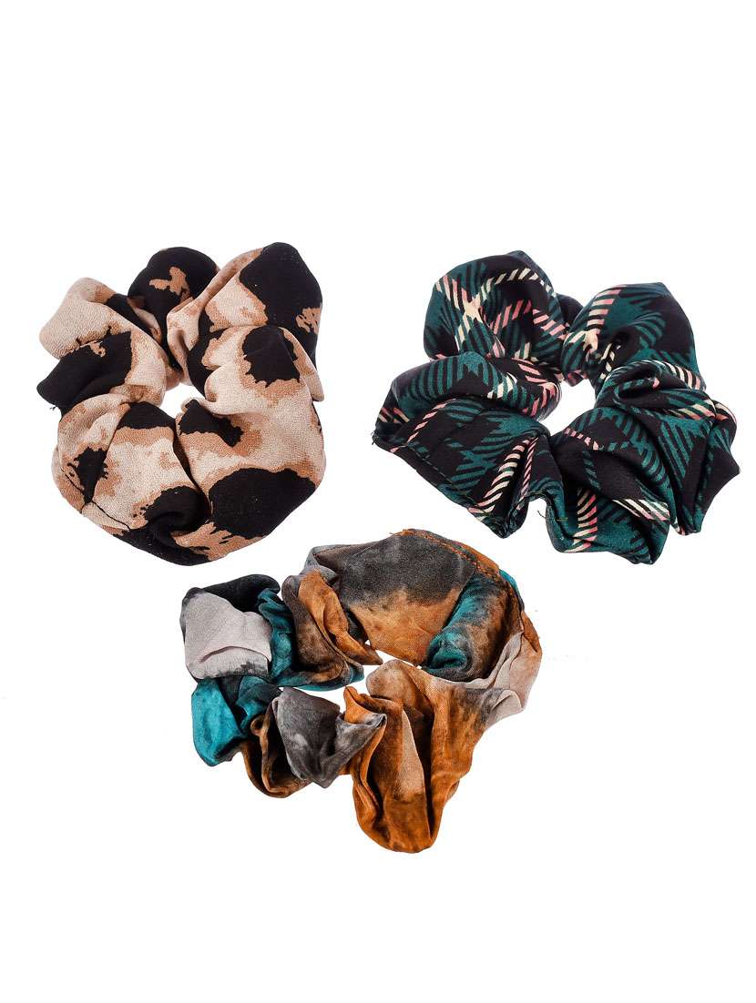 Set Of 6 Multi Colored Printed Ponytail Holders