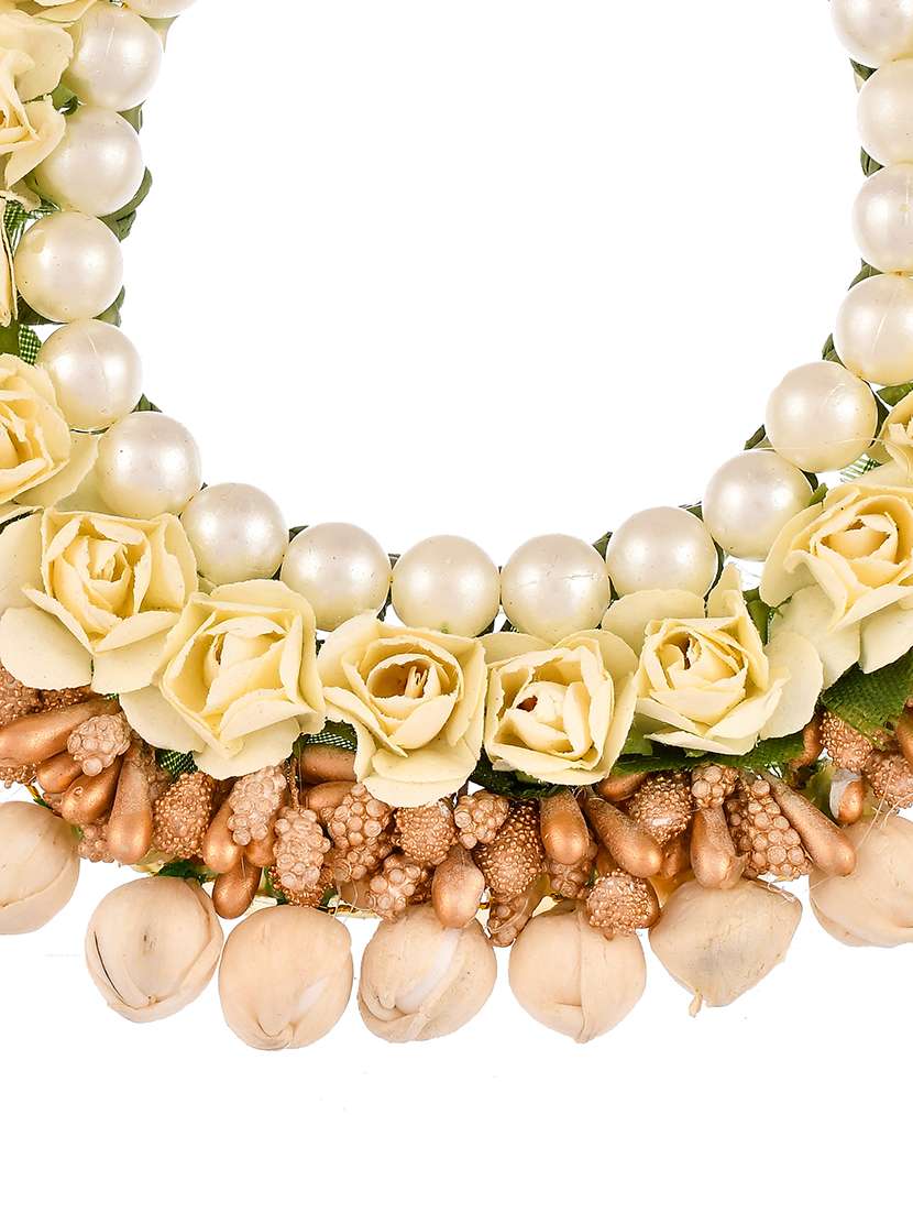 women cream & gold toned embellished hair accessory set - 18384161 -  Standard Image - 3