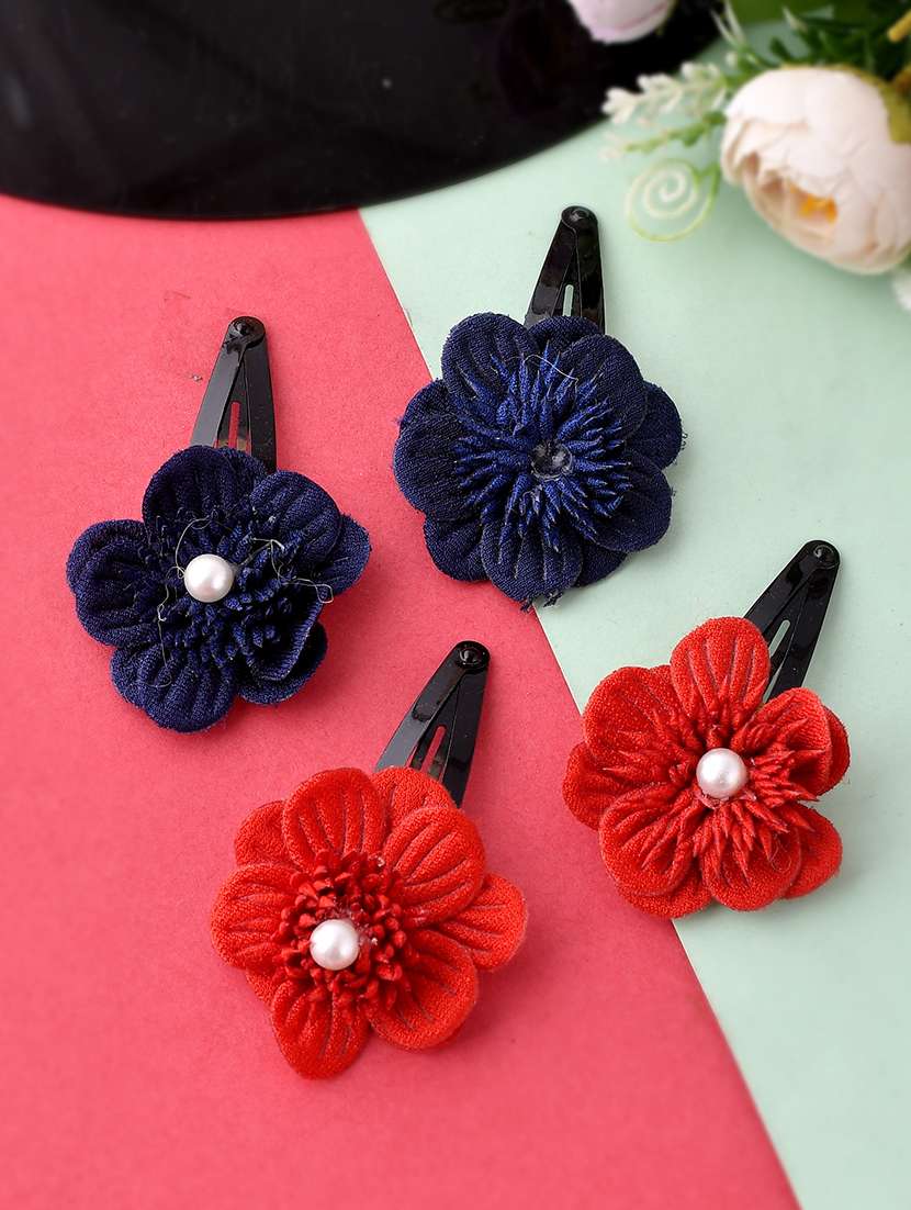 Set Of 2 Red & Blue Tic Tac Hair Clip