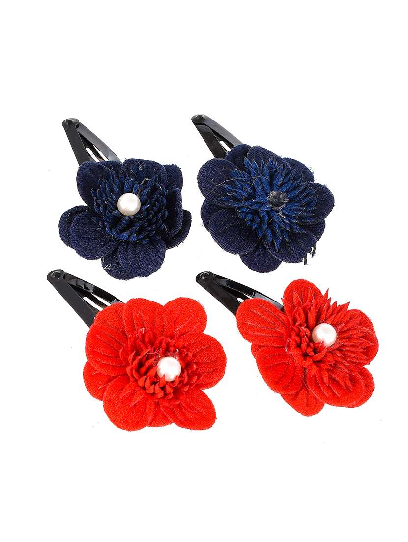 Set Of 2 Red & Blue Tic Tac Hair Clip