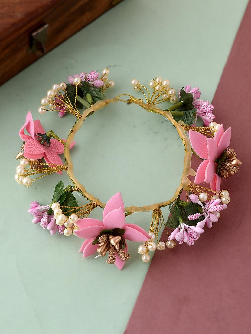 pink & gold toned embellished hair accessory set - 18384428 - Zoom Image - 0