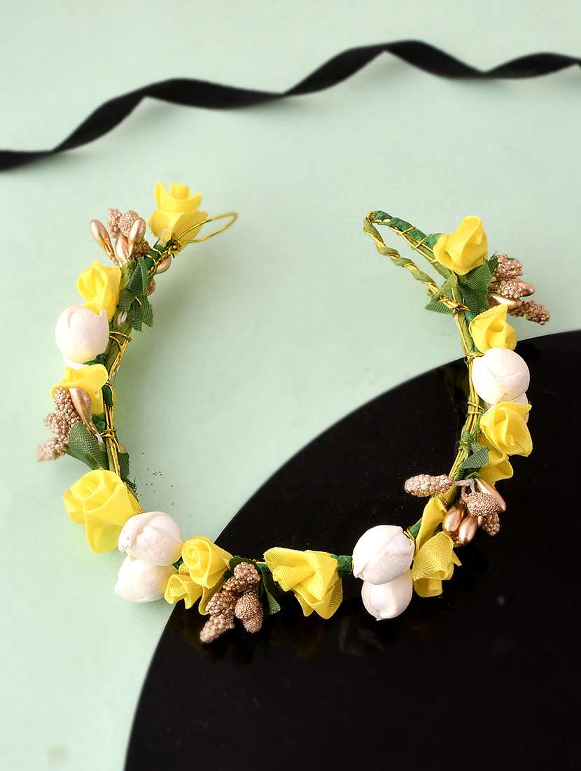 women yellow & gold toned embellished hair accessory set - 18384450 -  Zoom Image - 0