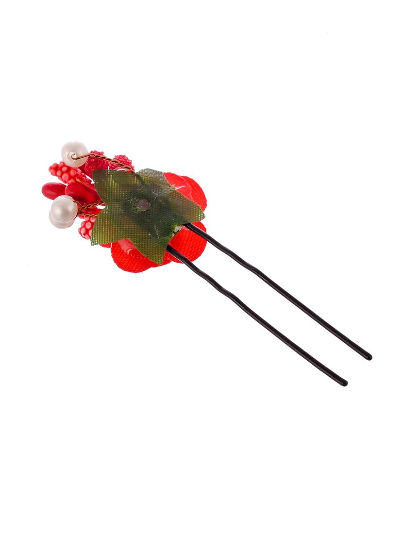 set of 10 women red flower embellished beaded u pins - 18385099 - Standard Image - 3
