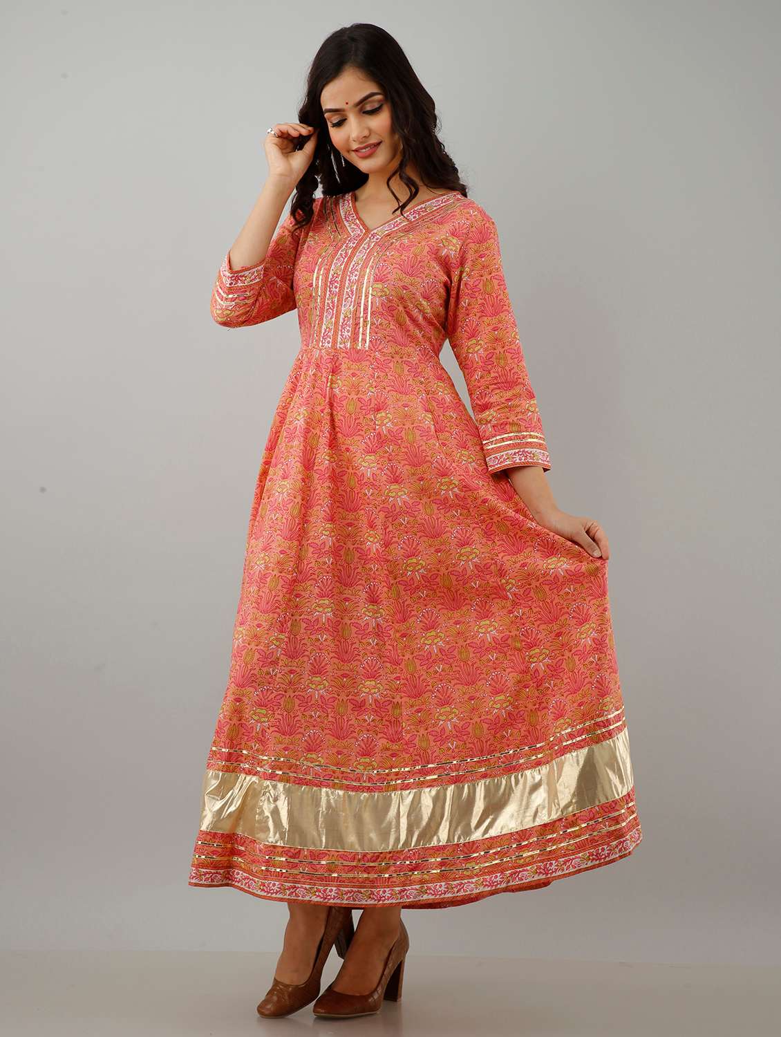 Pink Cotton Kurta Dupatta Set - 18385165 -  Standard Image - 3