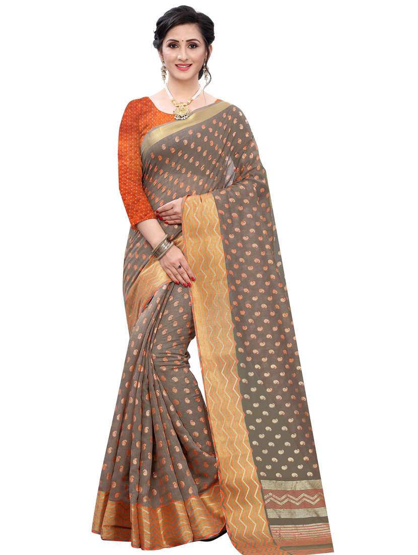 women's printed grey colored saree - 18385532 -  Zoom Image - 0