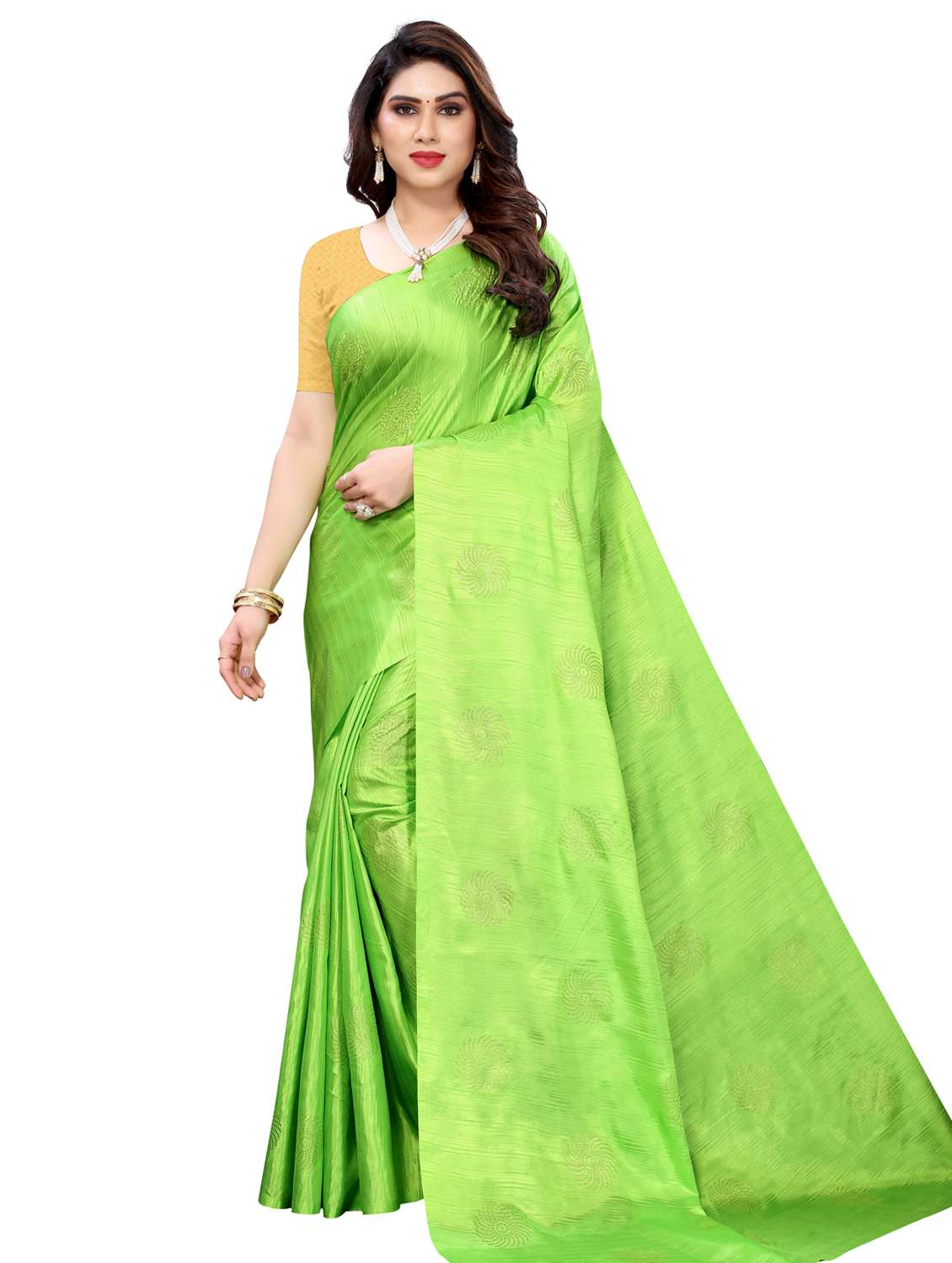 green printed saree with blouse - 18385608 - Zoom Image - 0