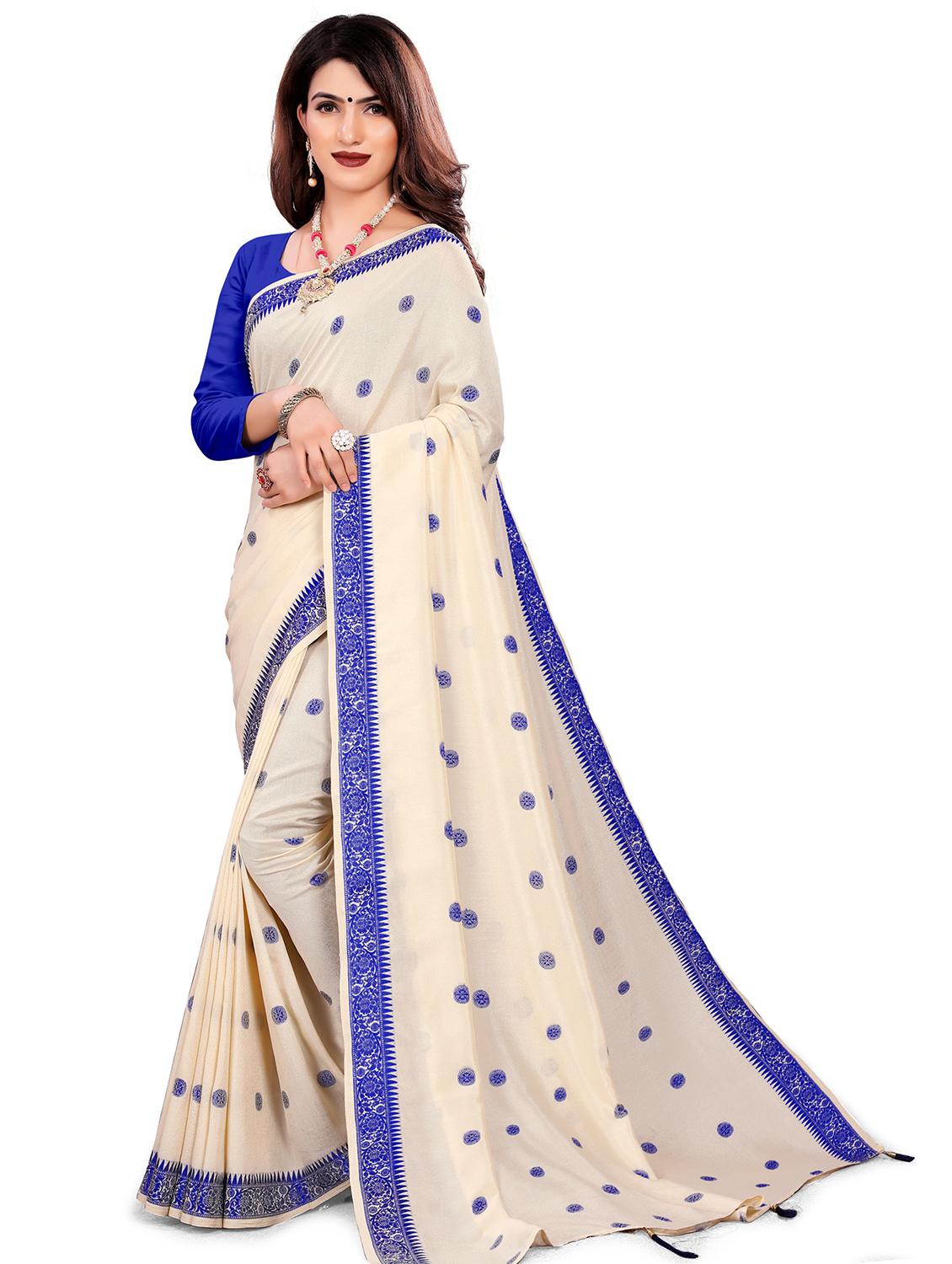 cream art silk saree with blouse - 18385671 - Zoom Image - 0