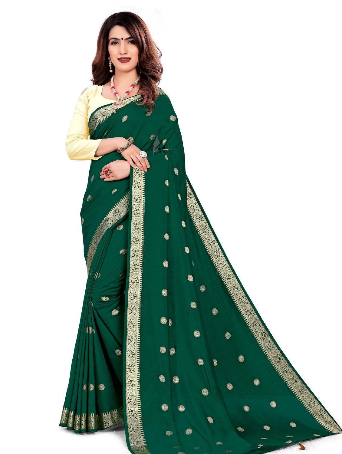 green art silk saree with blouse - 18385673 - Zoom Image - 0