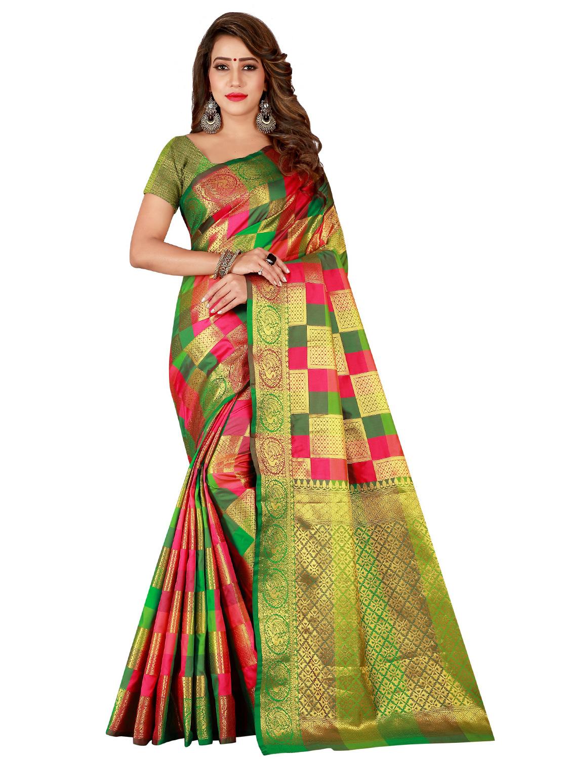 self design woven saree with blouse - 18385689 - Zoom Image - 0