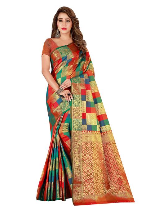 self design woven saree with blouse - 18385690 - Standard Image - 0