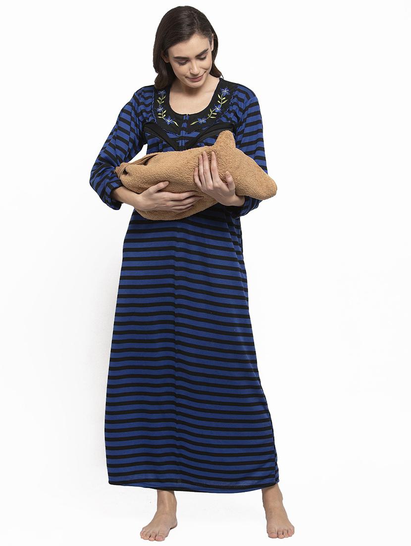 long sleeved printed nighty - 18385806 - Standard Image - 3