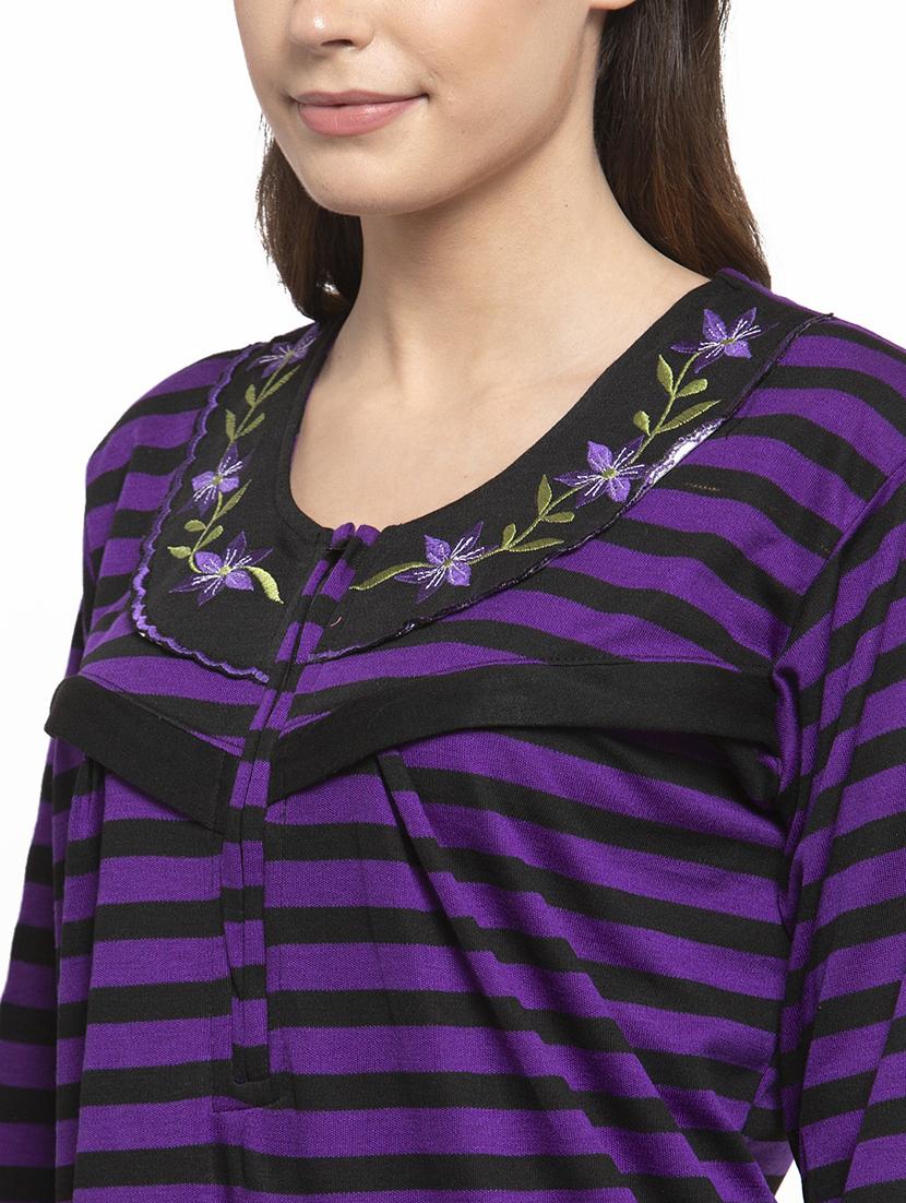 long sleeved printed nighty - 18385807 - Standard Image - 5