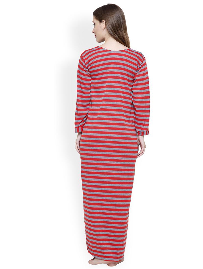 long sleeved printed nighty - 18385873 - Standard Image - 3